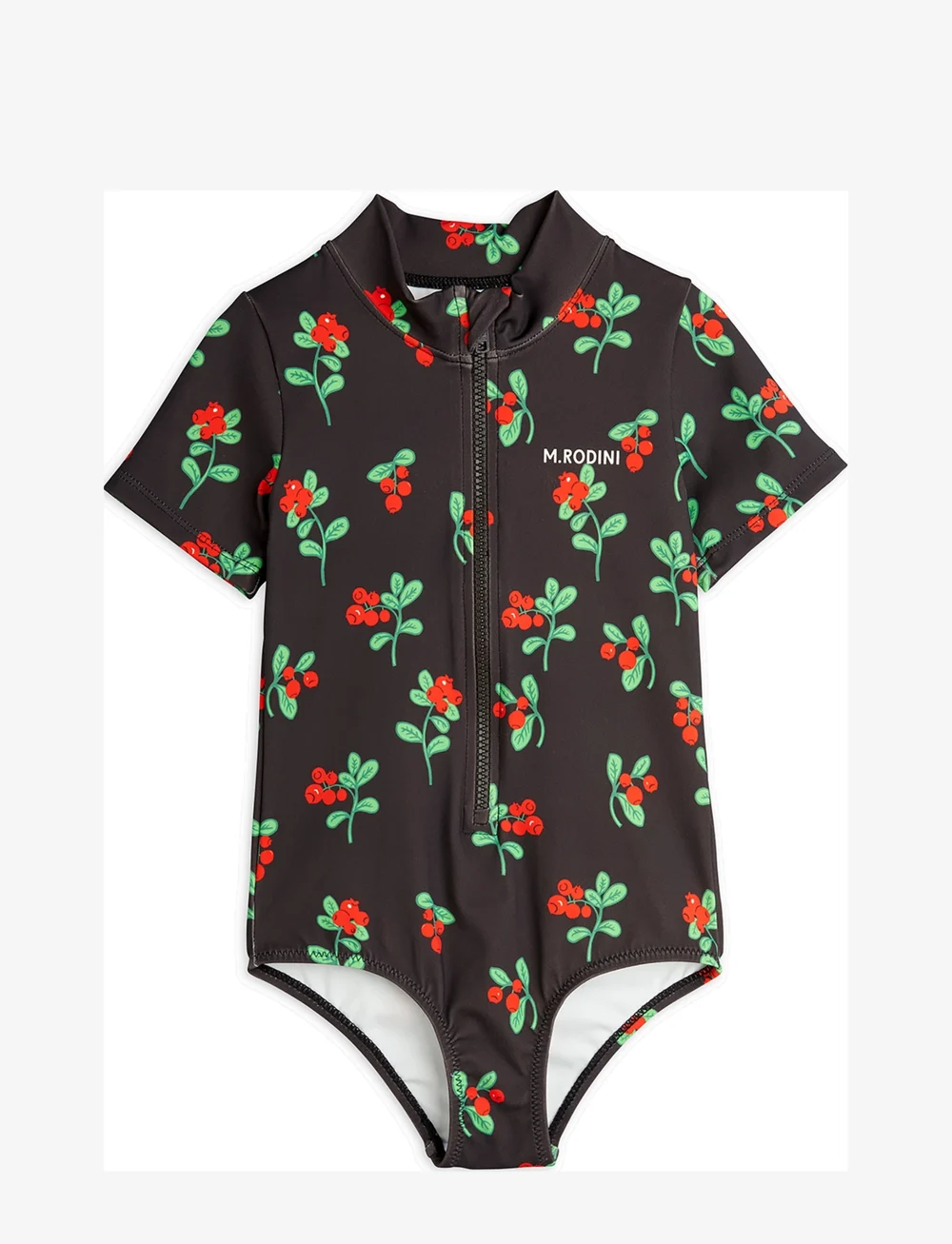 Mini Rodini - Lingonberries aop ss swimsuit - baddräkter - black - 0