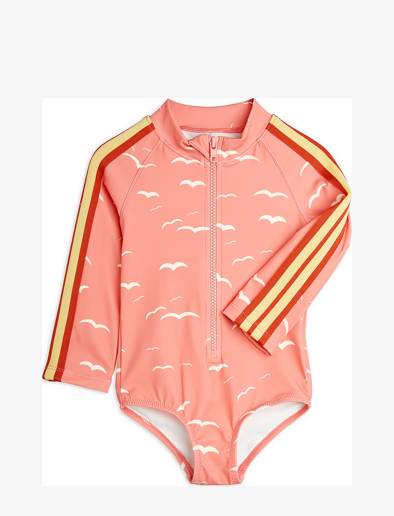 Mini Rodini - Seagull aop ls swimsuit - badedragter - pink - 0