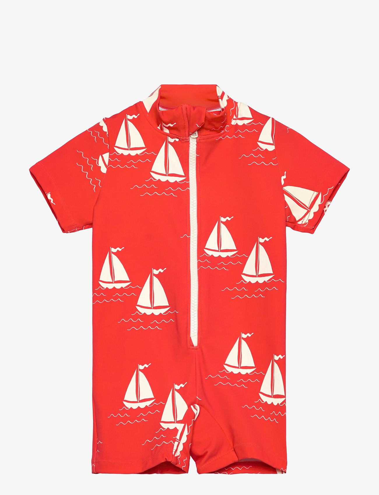 Mini Rodini - Sailing boats aop ss uv suit - ujumistrikood - red - 0