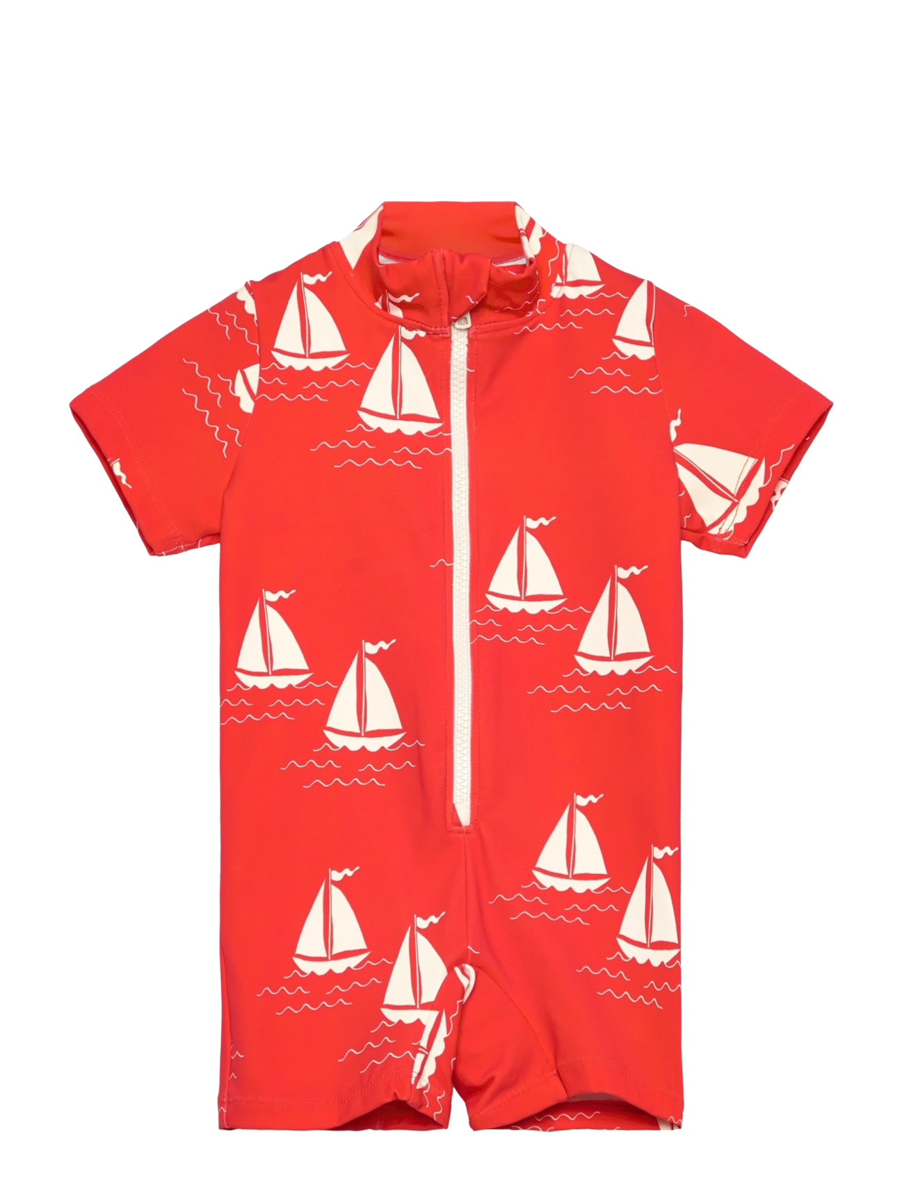 Mini Rodini Sailing boats aop ss uv suit - Baddräkter - RED / red