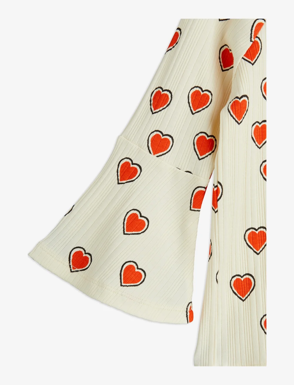 Mini Rodini - Outlined hearts aop trumpet sleeve top - långärmade t-shirts - offwhite - 2