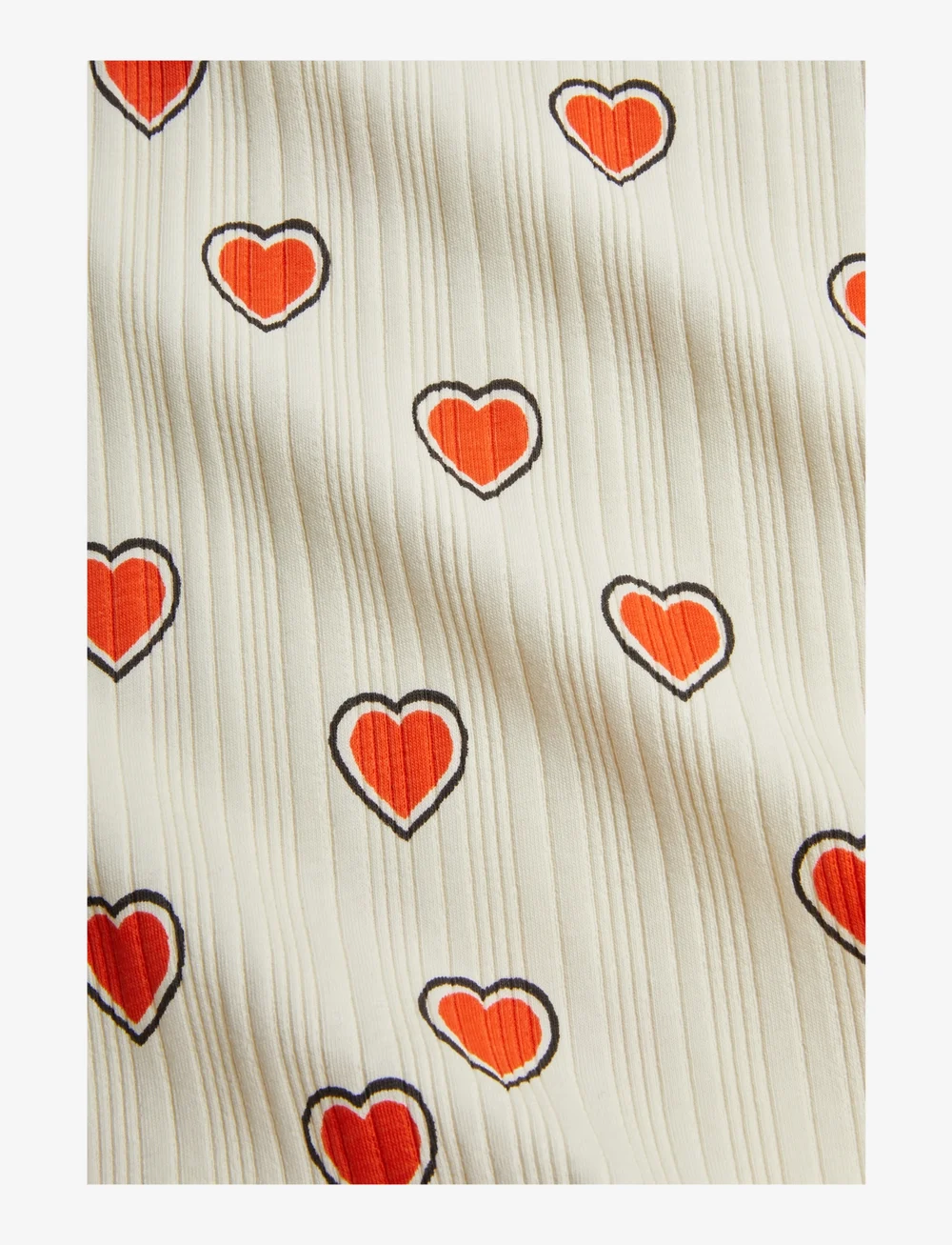 Mini Rodini - Outlined hearts aop trumpet sleeve top - långärmade t-shirts - offwhite - 3