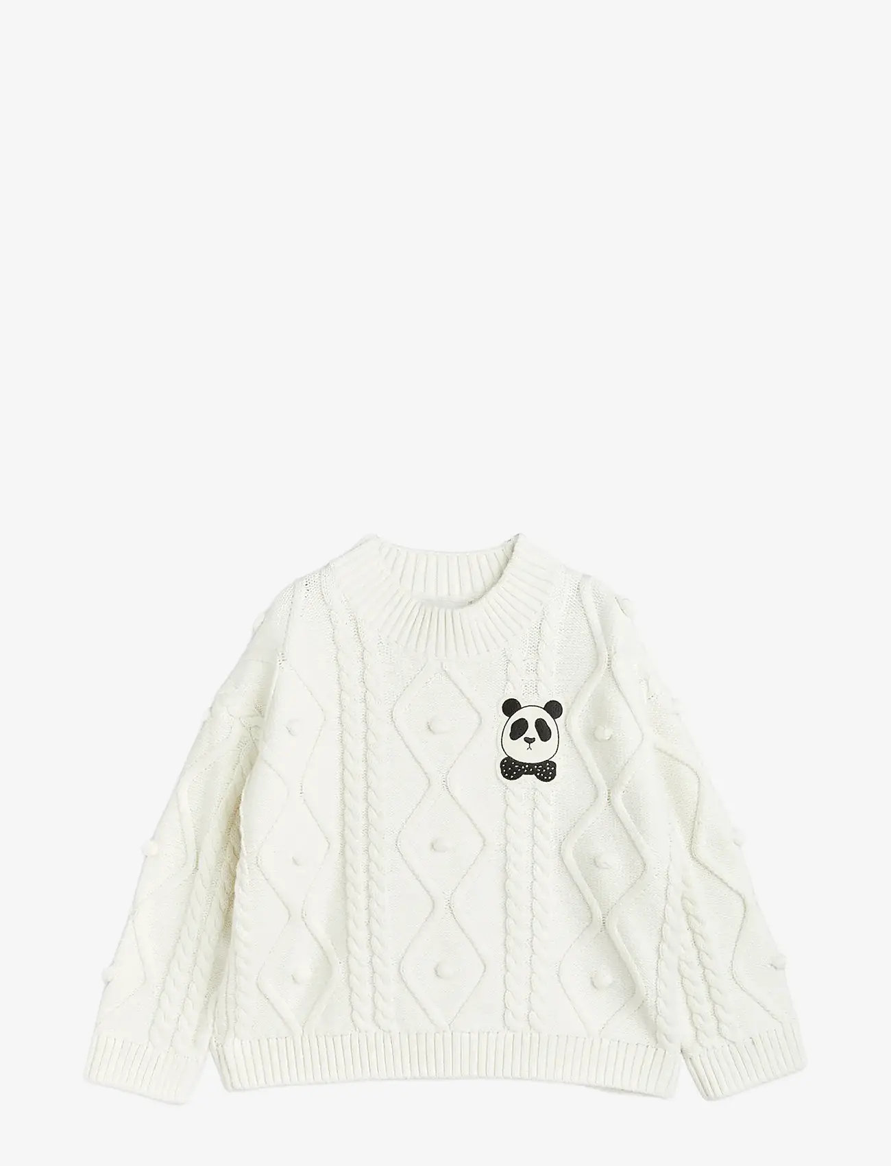 Mini Rodini - Panda texture knit sweater - offwhite - 0