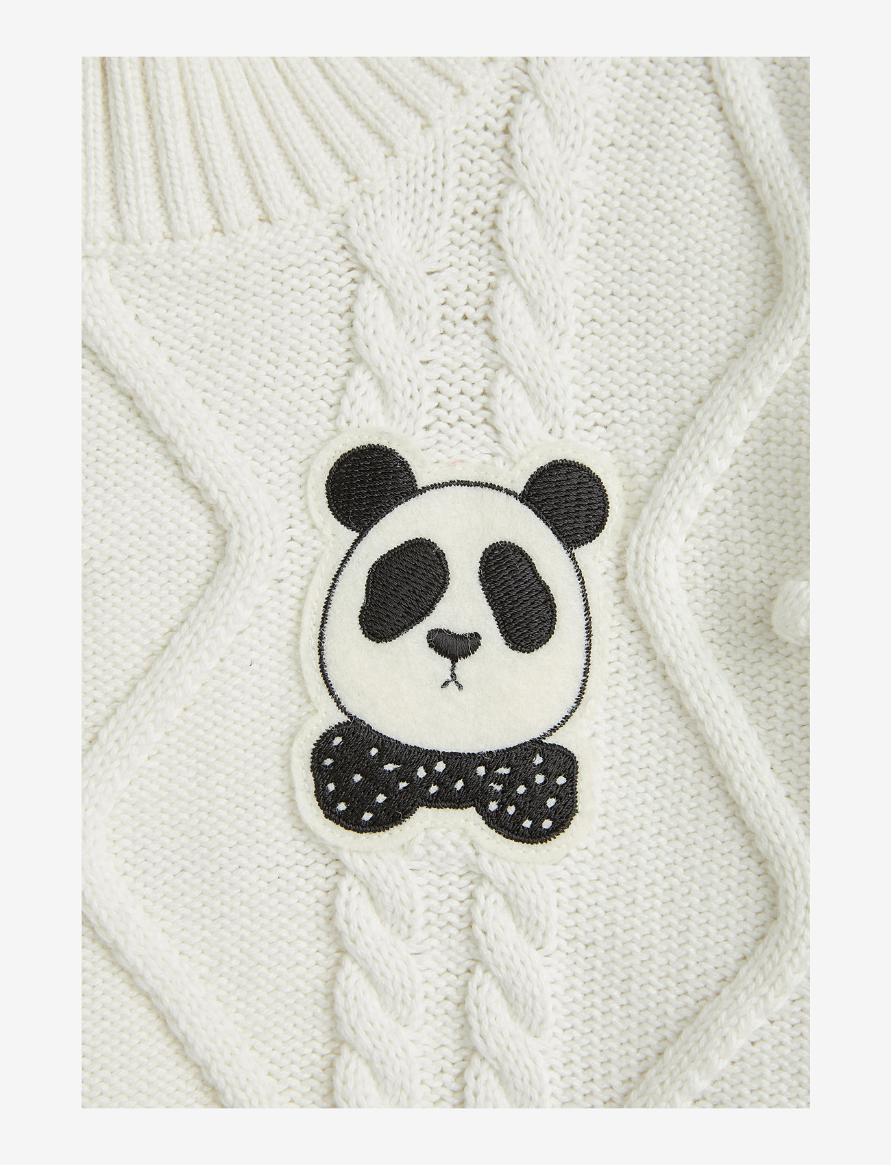 Mini Rodini - Panda texture knit sweater - offwhite - 2