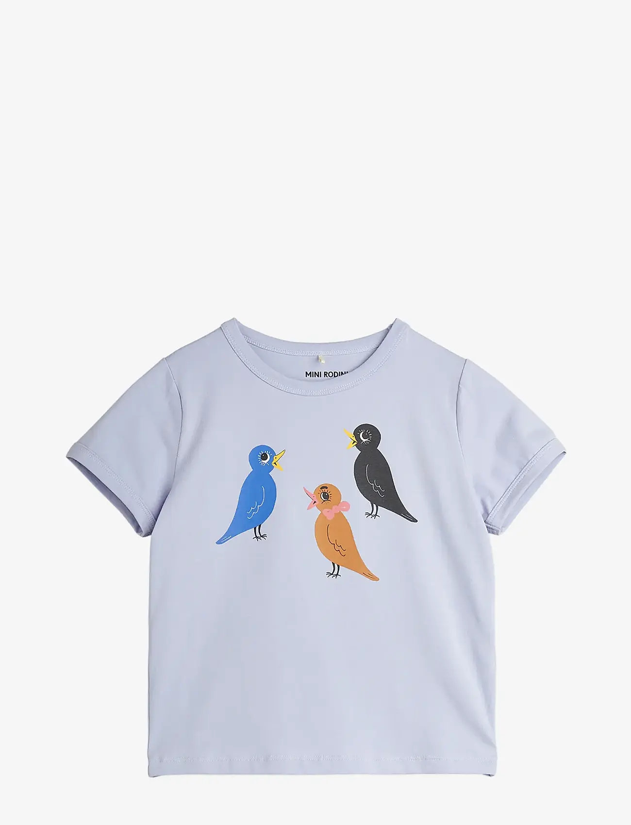 Mini Rodini - Birds sp ss tee - herbstliche kleidung - purple - 0