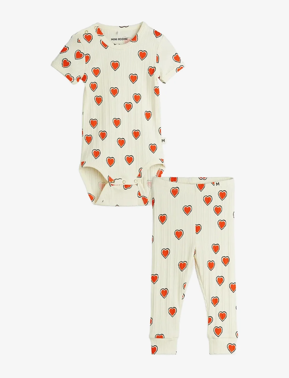 Mini Rodini - Outlined hearts aop baby set - sets mit body - offwhite - 0