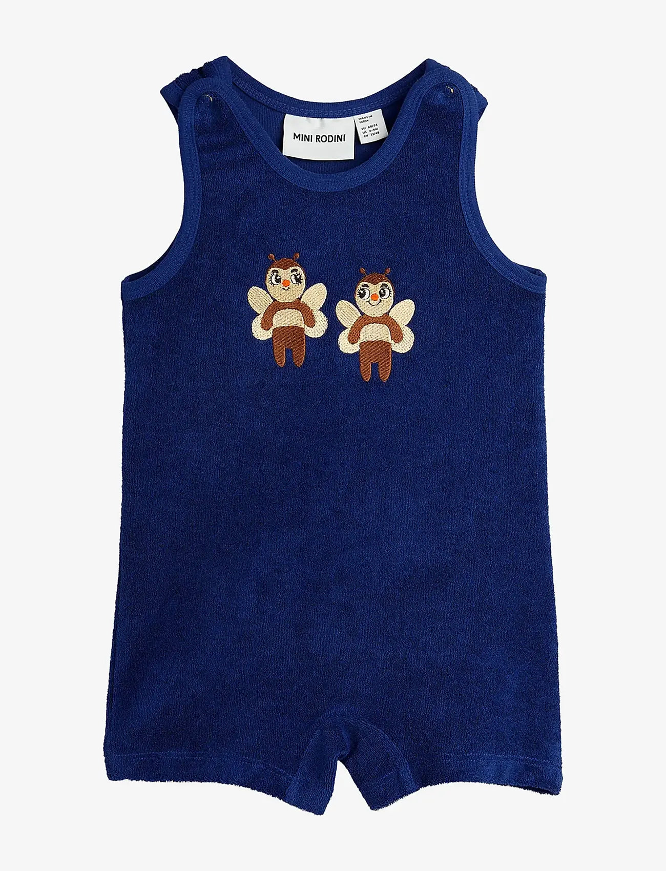 Mini Rodini - Bees emb terry summersuit baby - blue - 0