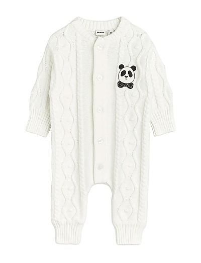 Mini Rodini Panda texture knit baby onesie - Vauva 0-2 vuotta - OFFWHITE / white