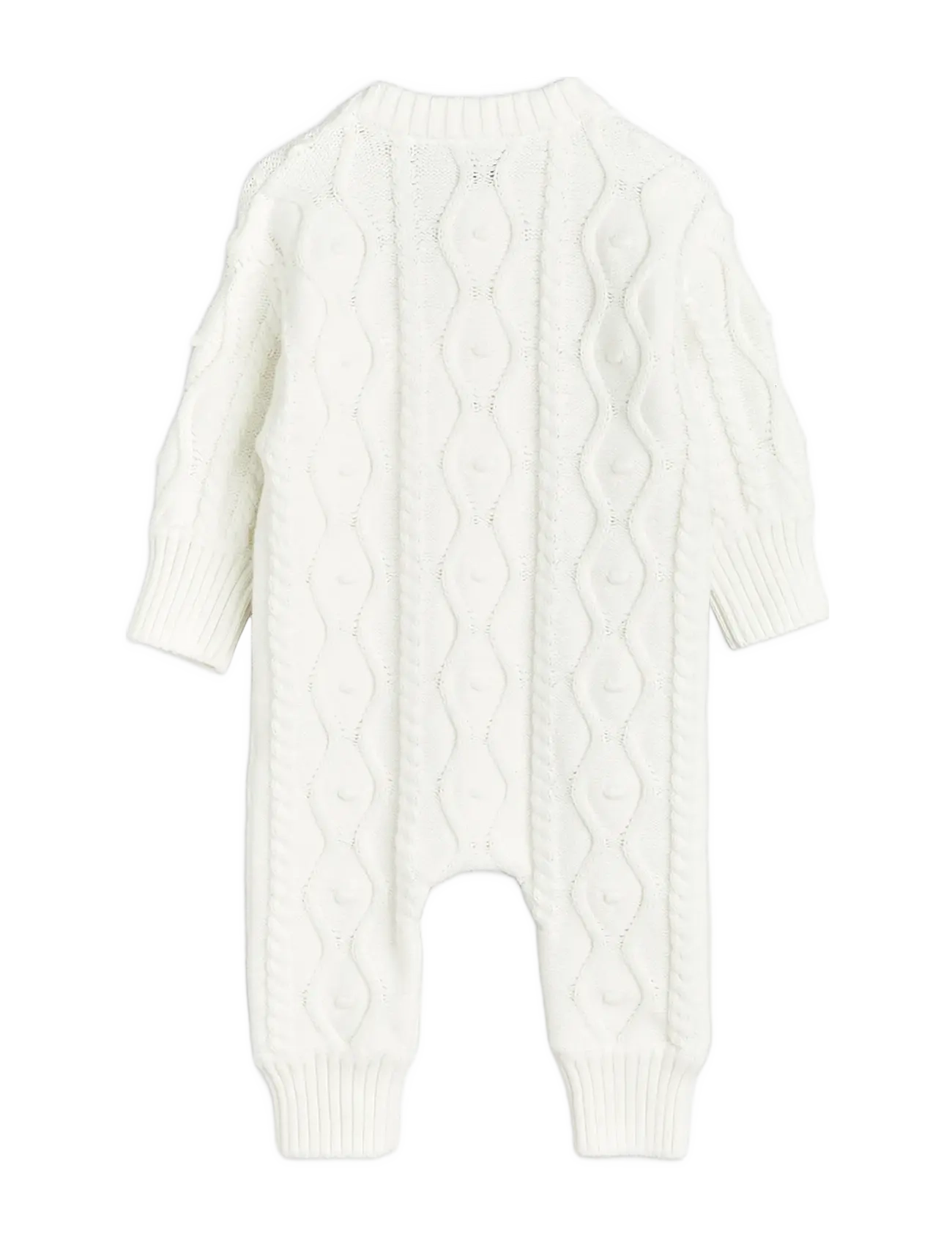 Mini Rodini - Panda texture knit baby onesie - pikkade varrukatega - offwhite - 1