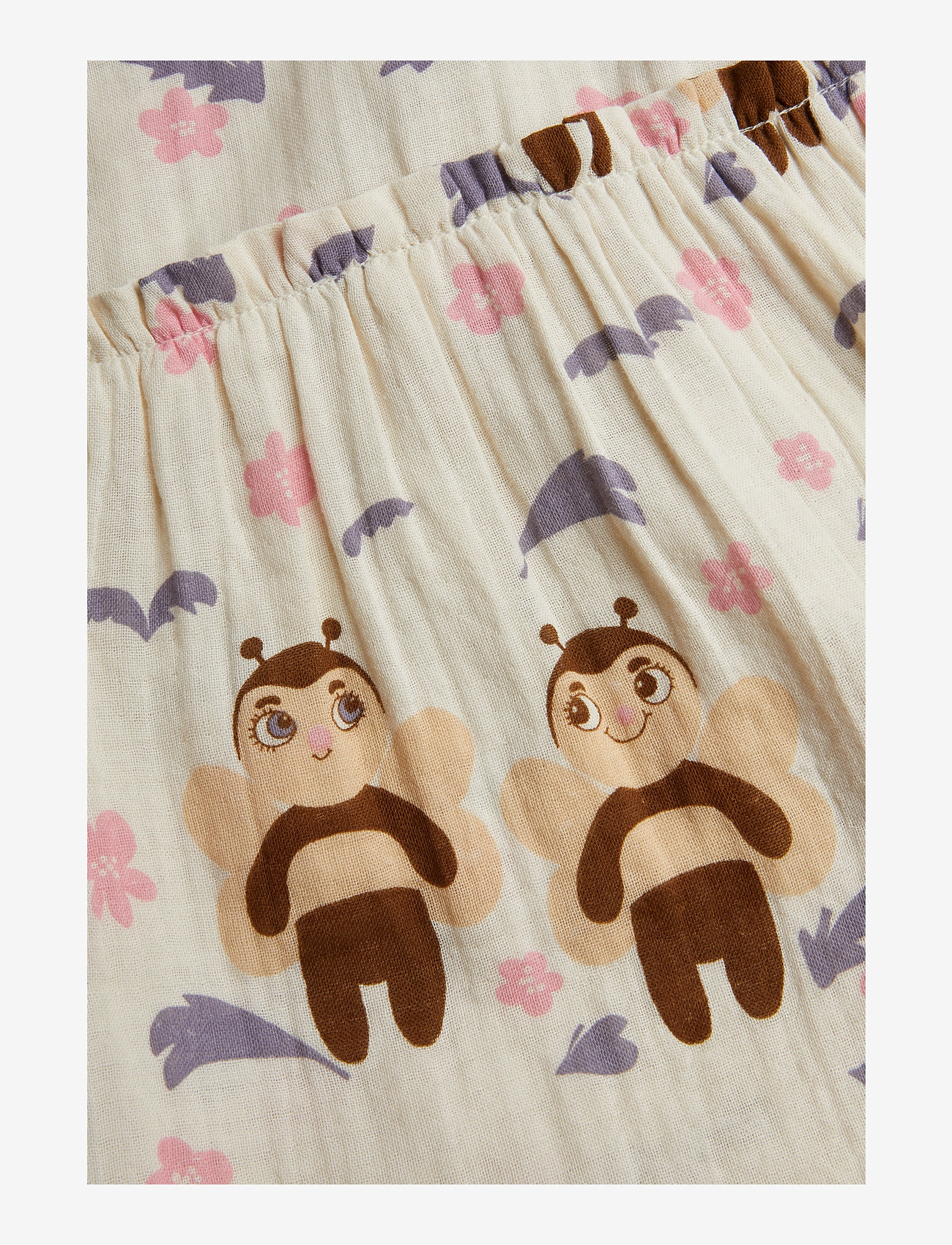 Mini Rodini - Muslin bee aop woven puff sleeve dress - långärmade vardagsklänningar - offwhite - 2