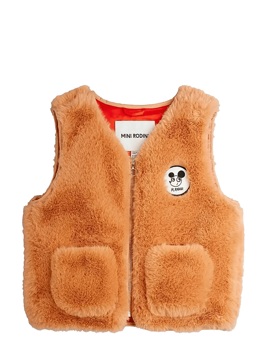 Mini Rodini - Ritzratz patch faux fur vest - shoppa efter ålder - pink - 0