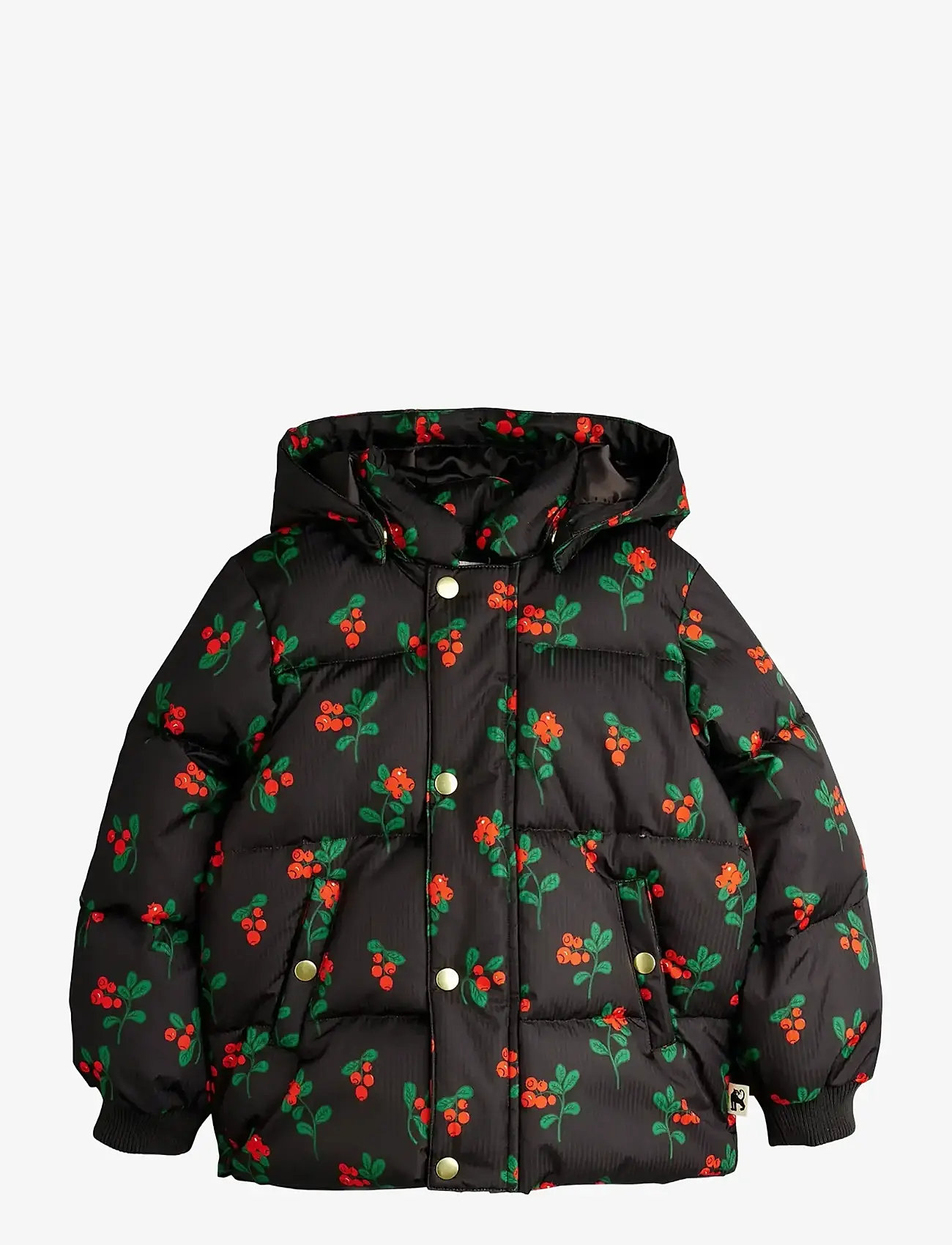 Mini Rodini - Lingonberries aop hooded puffer - talvejope - black - 0