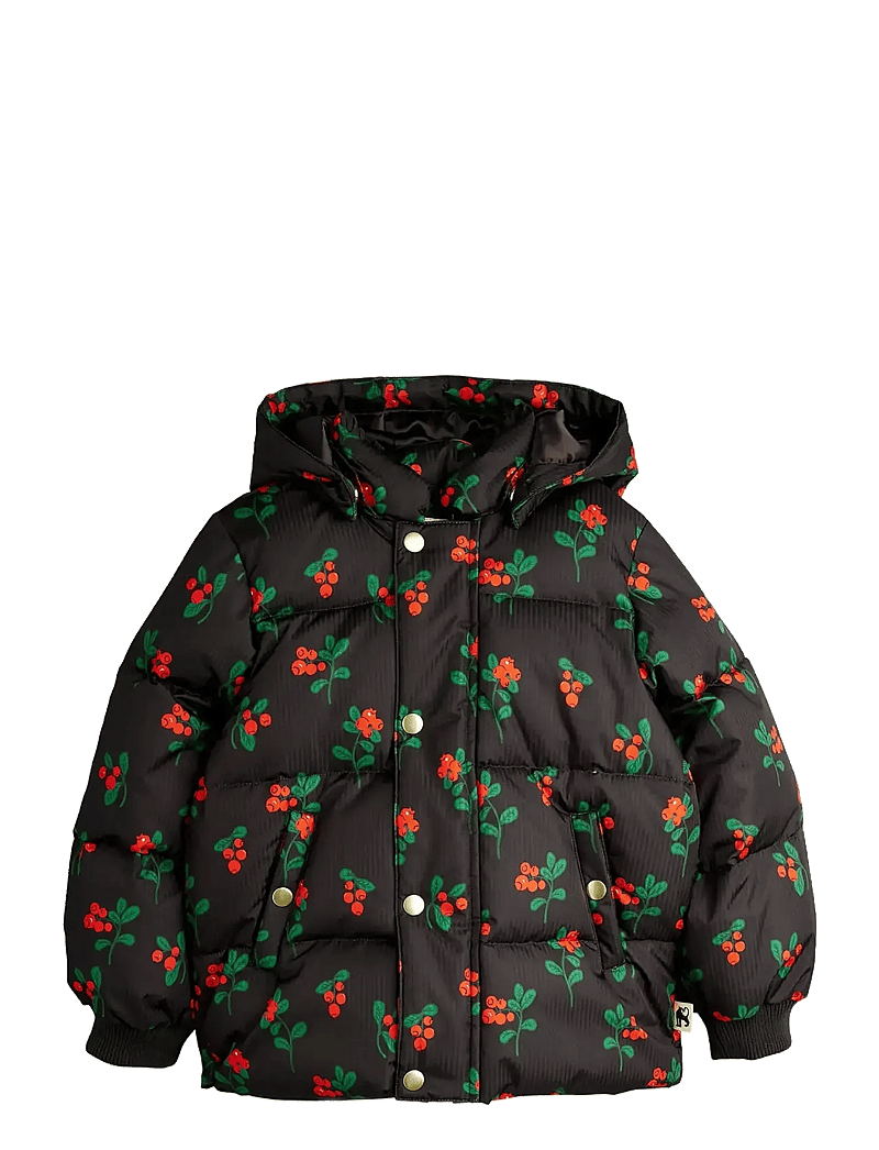 Mini Rodini - Lingonberries aop hooded puffer - winterjacke - black - 0