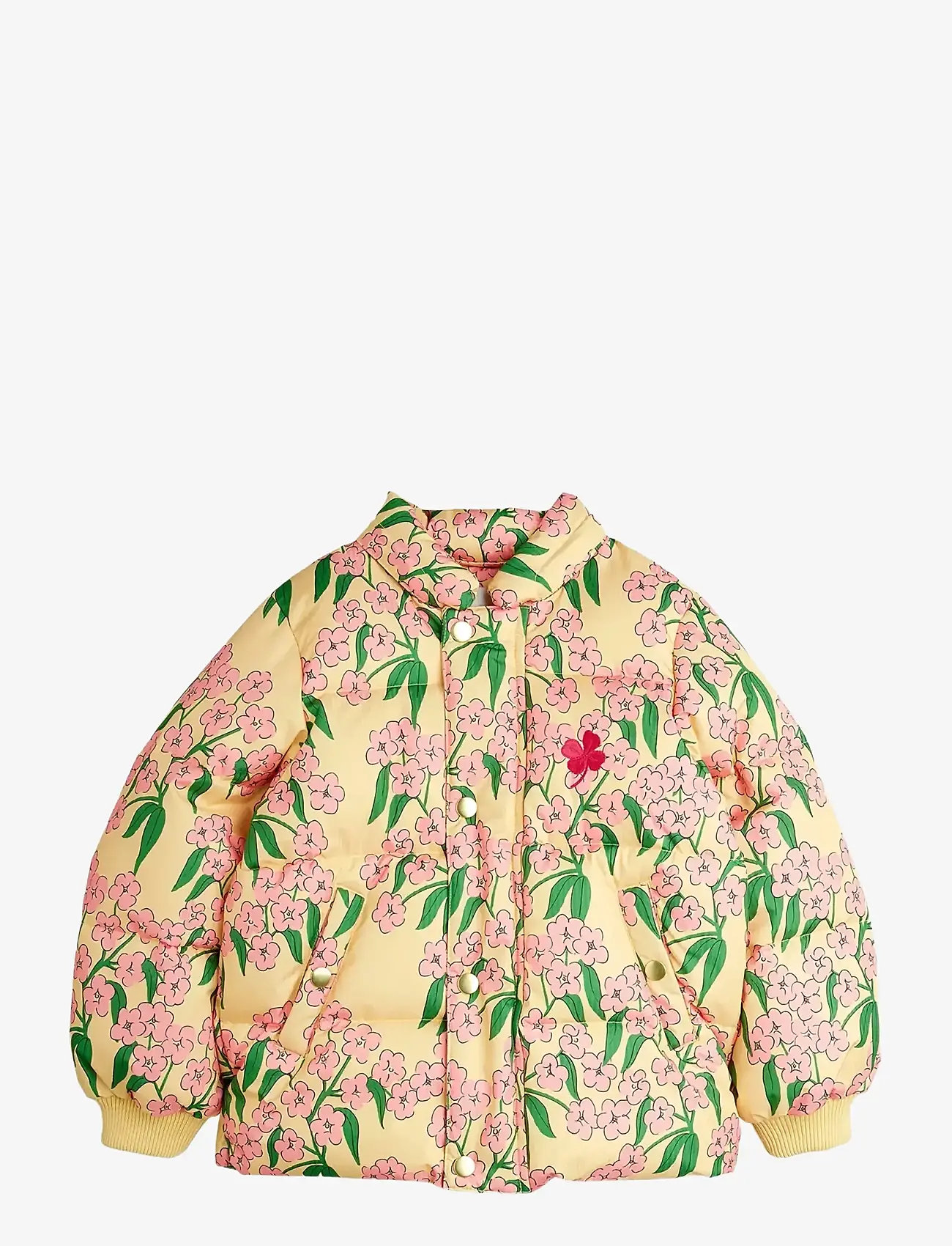 Mini Rodini - Alpine flowers aop hooded puffer - winterjacke - yellow - 1