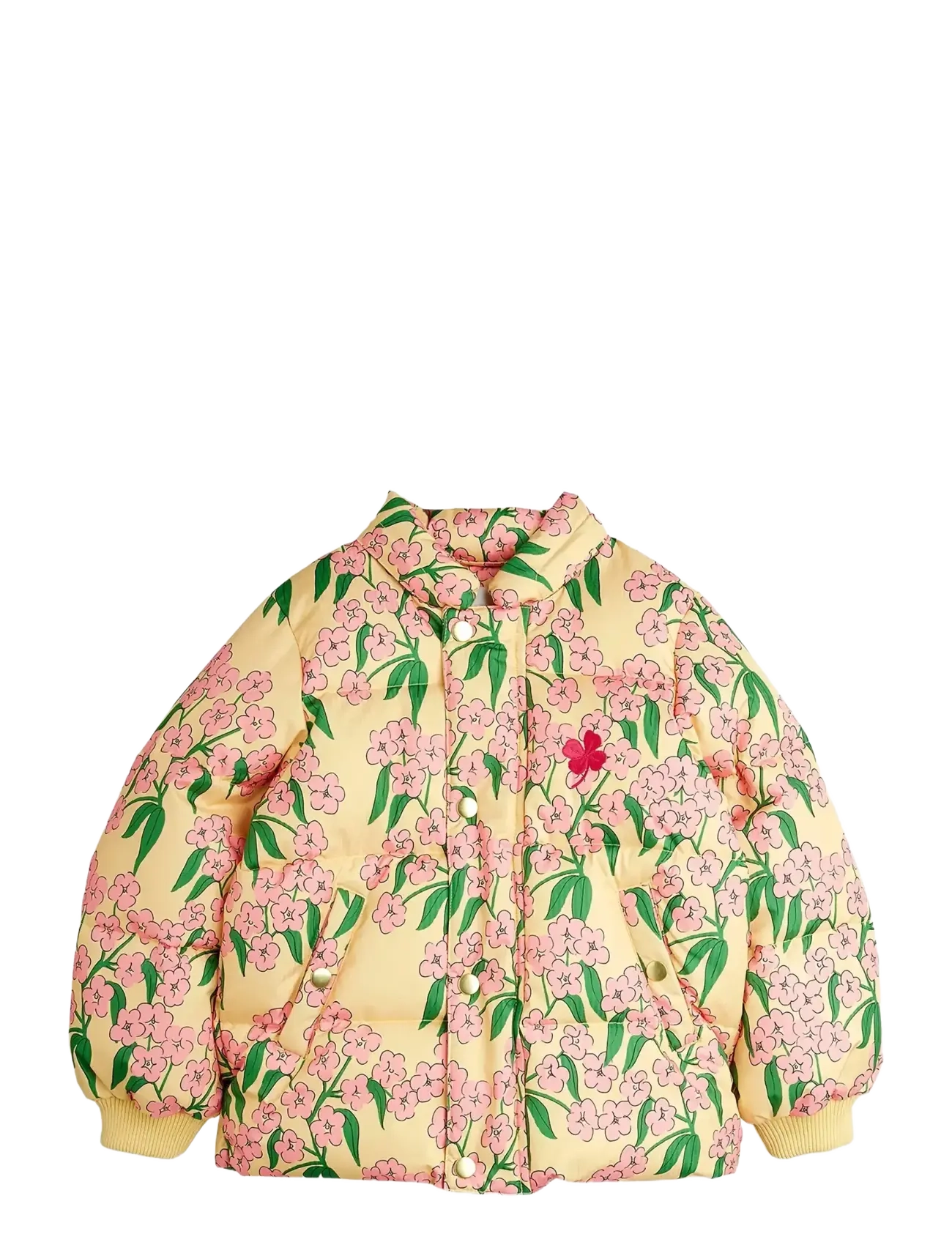 Mini Rodini - Alpine flowers aop hooded puffer - yellow - 1