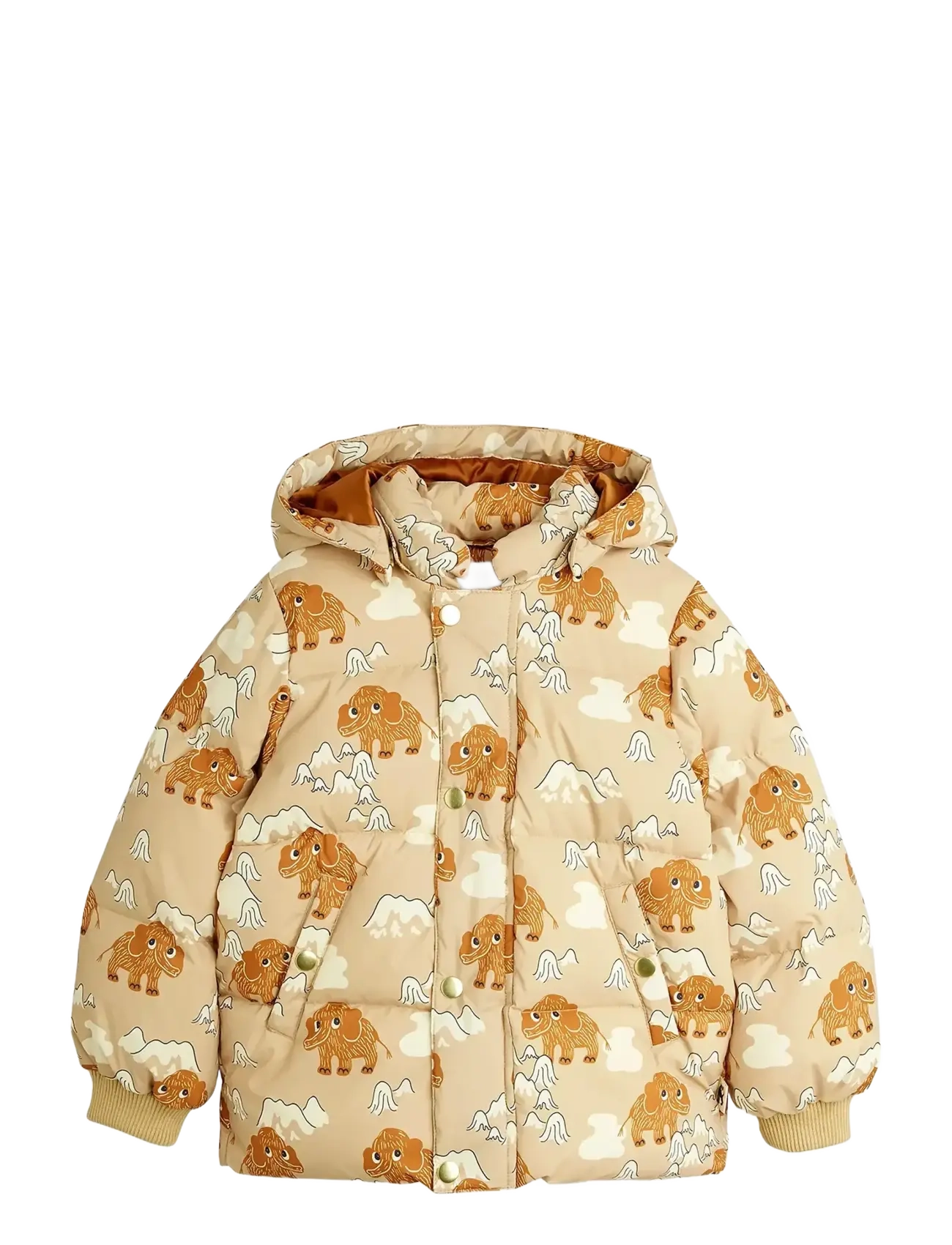 MINI RODINI Mammoths Hooded Puffer Jacke Beige - 128/134 - Kinder