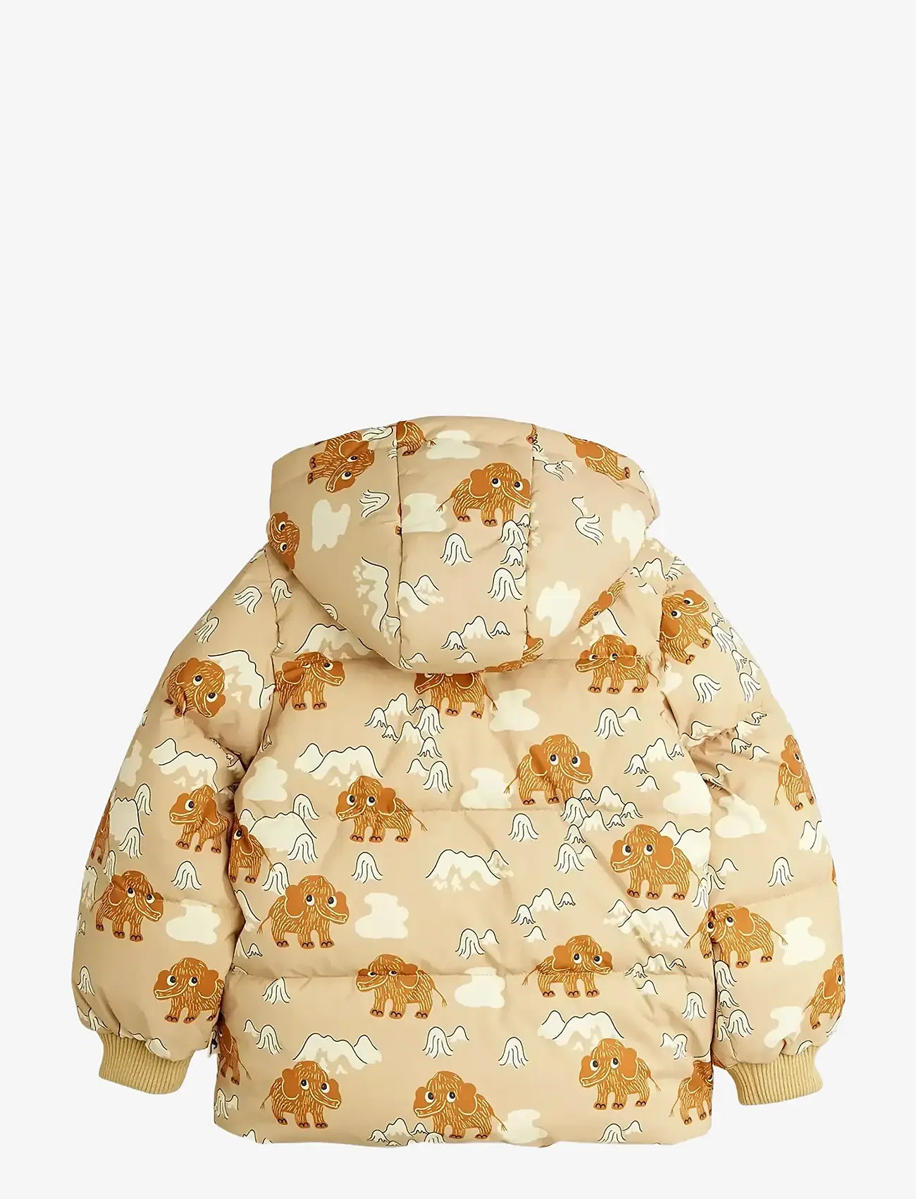 Mini Rodini - Mammoths aop hooded puffer - vinterjakker - beige - 2