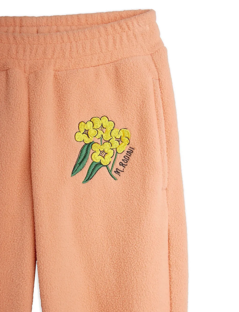 Mini Rodini - Alpine flowers emb double brushed double napped fleece trousers - mjukisbyxor - pink - 2