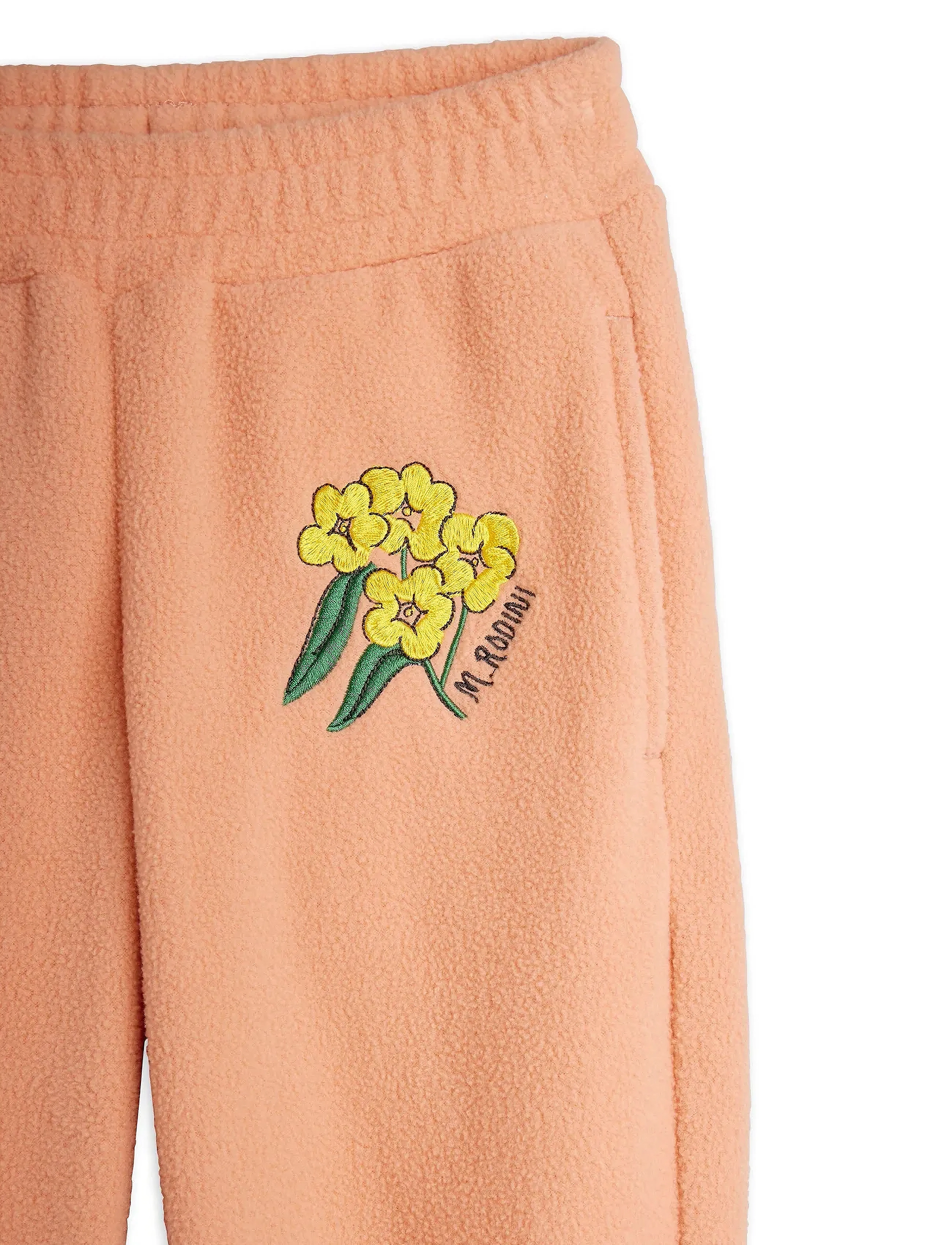Mini Rodini - Alpine flowers emb double brushed double napped fleece trousers - jogginghosen - pink - 2