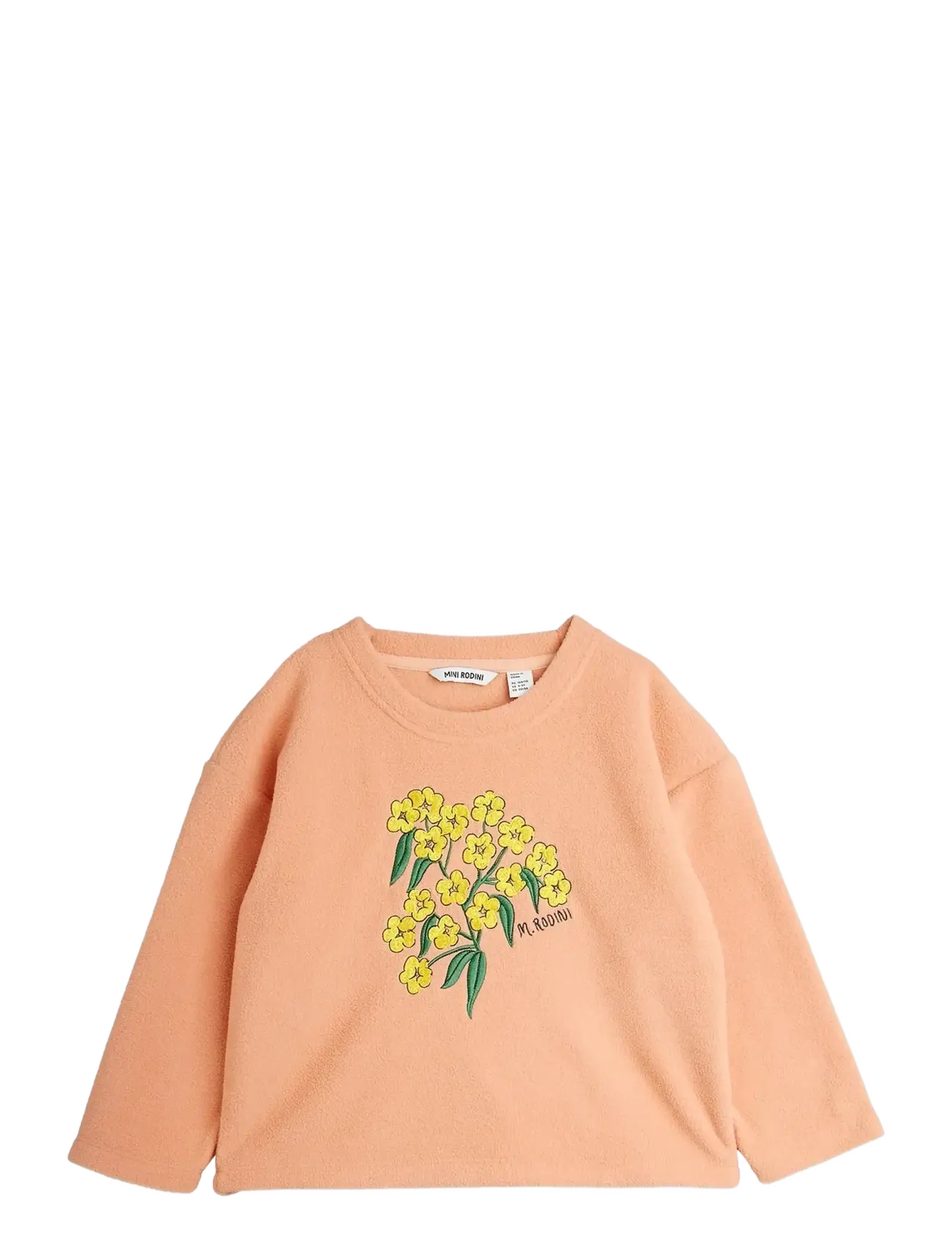 Mini Rodini Alpine flowers emb double brushed double napped fleece ls top - 4 for 3 - PINK / coral