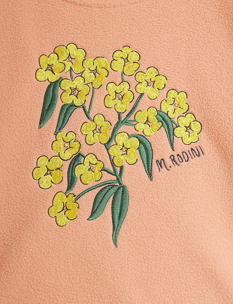 Mini Rodini - Alpine flowers emb double brushed double napped fleece ls top - långärmade t-shirts - pink - 2