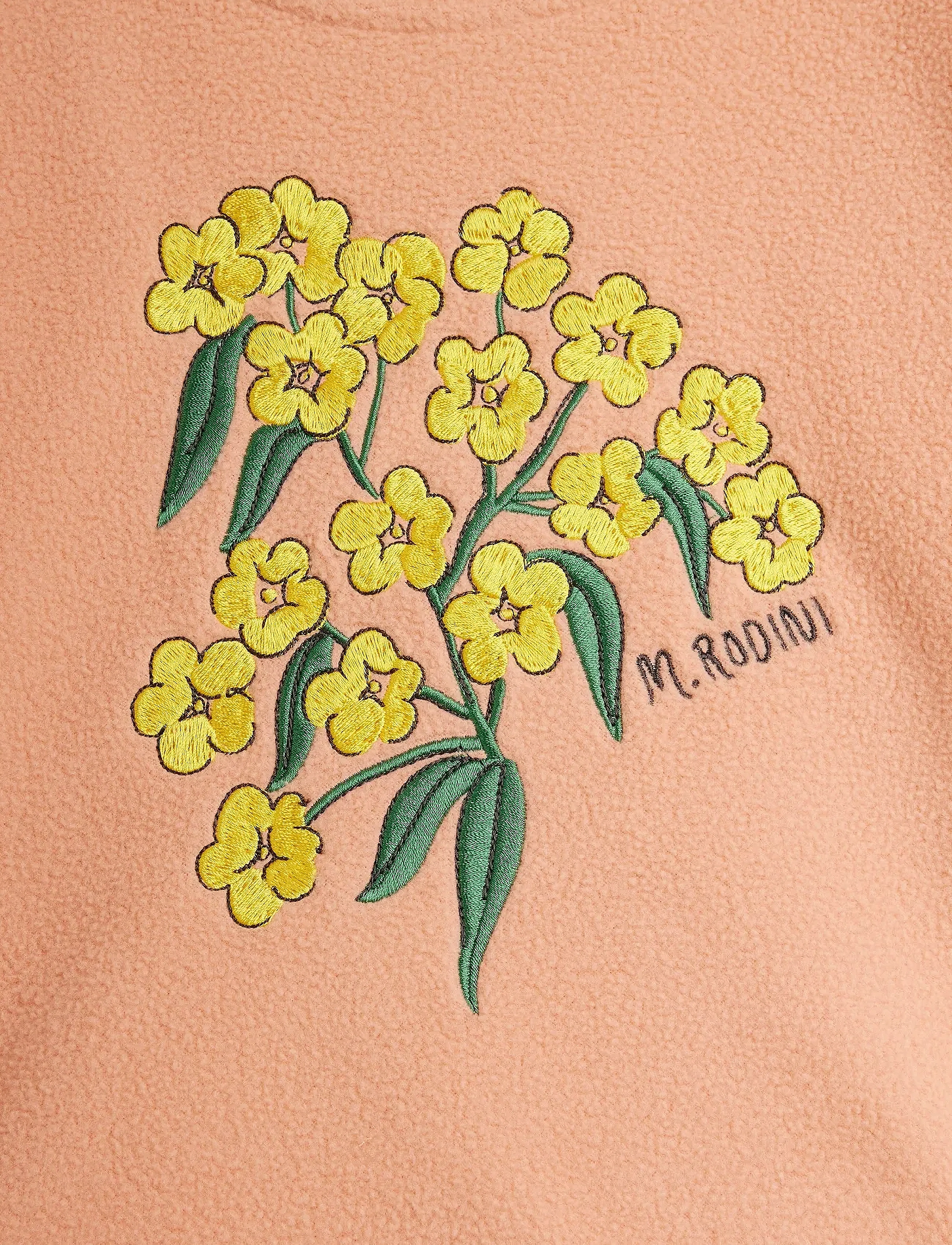 Mini Rodini - Alpine flowers emb double brushed double napped fleece ls top - langerma bolir - pink - 2