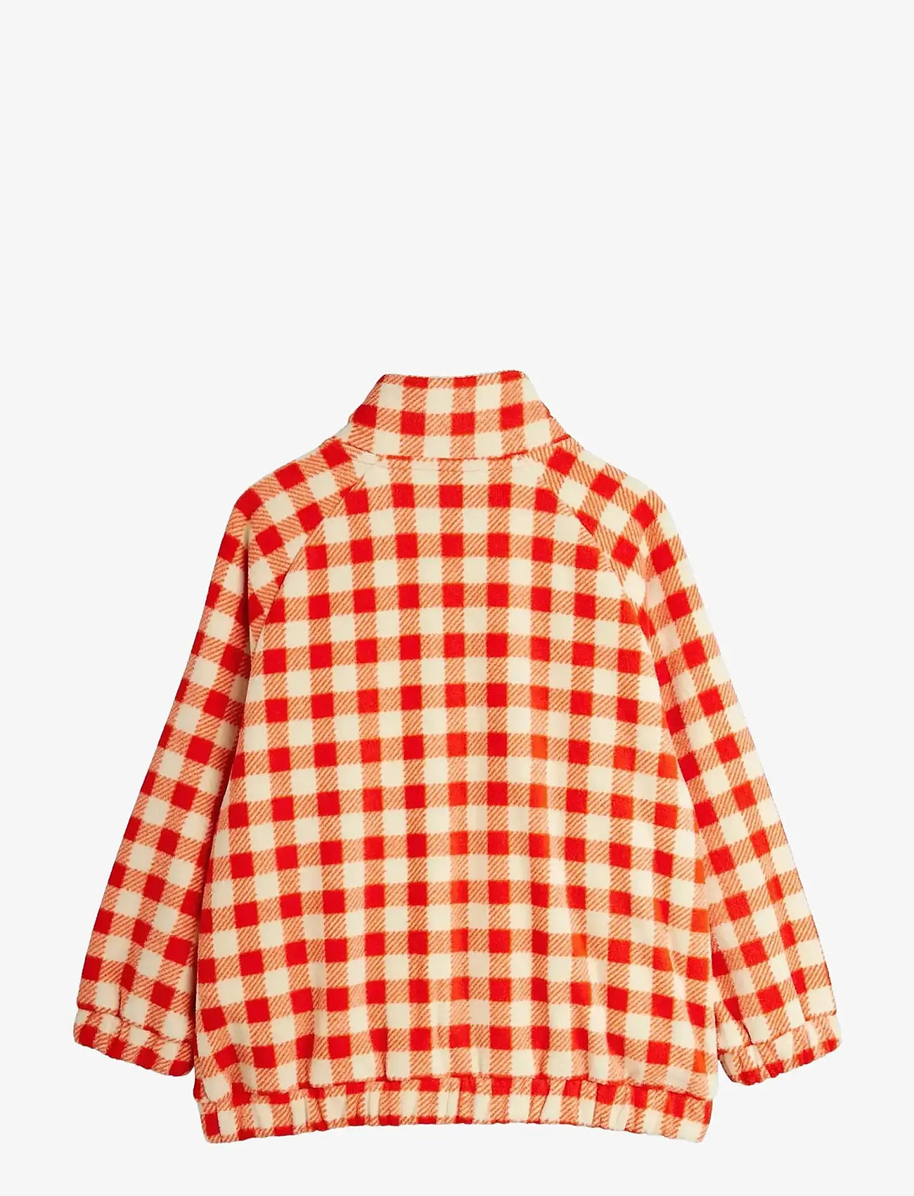 Mini Rodini - Gingham aop fleece jacket - fleecejacken - red - 1
