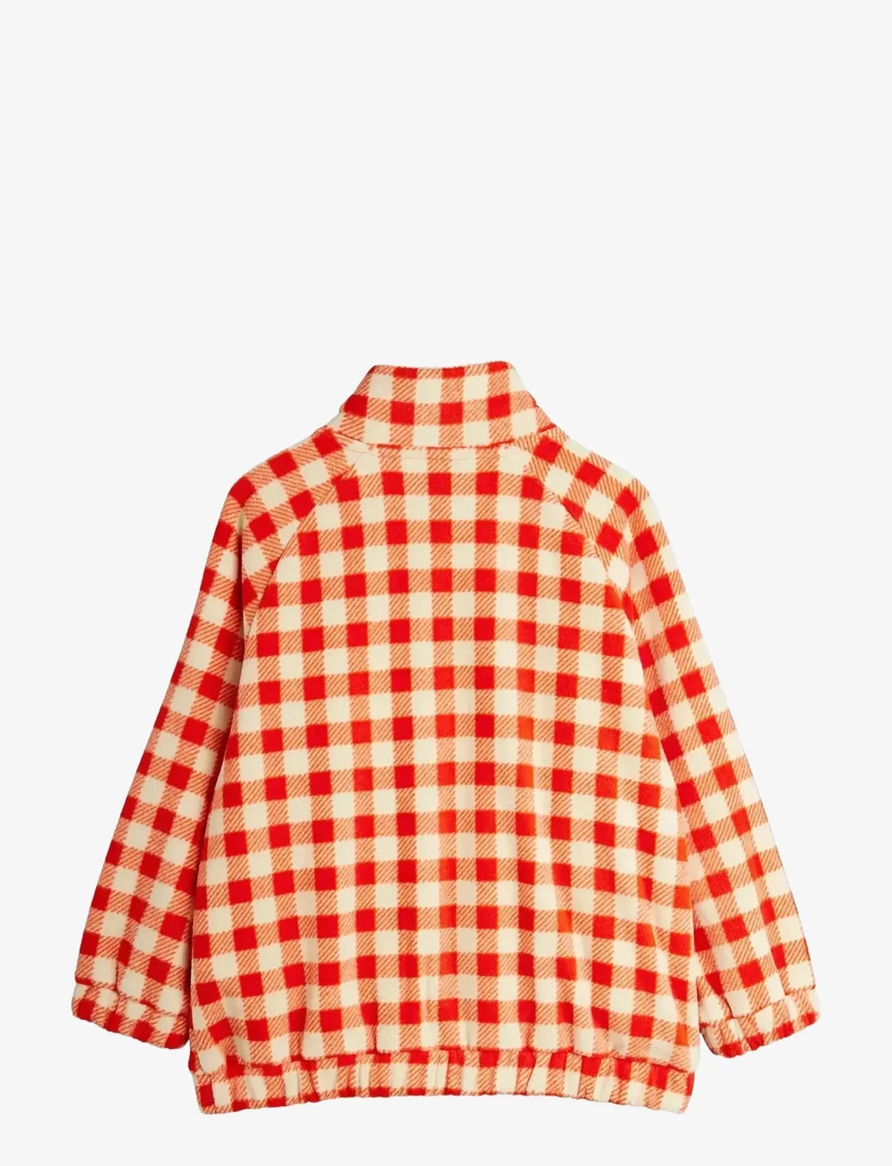 Mini Rodini - Gingham aop fleece jacket - fleece jackets - red - 1