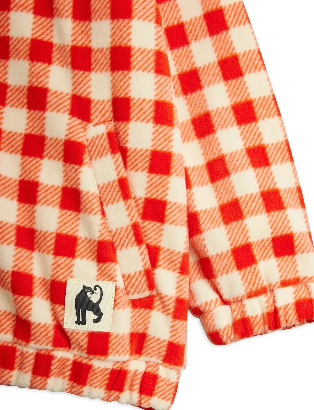 Mini Rodini - Gingham aop fleece jacket - fleece jackets - red - 2