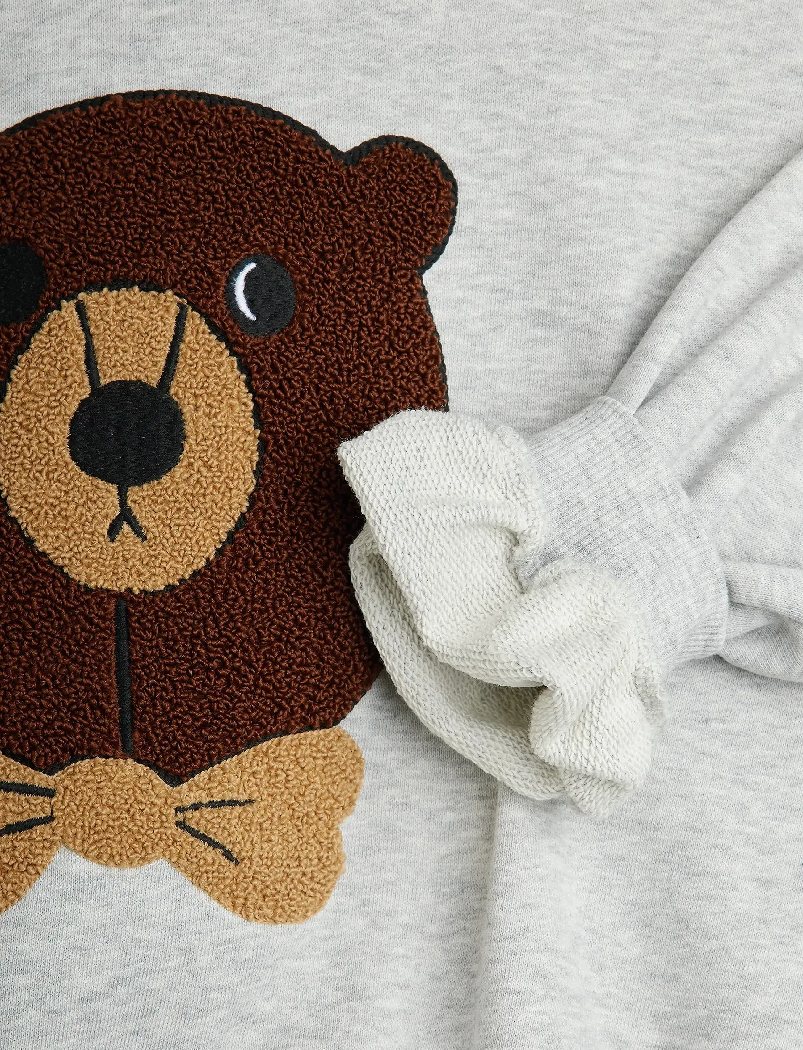 Mini Rodini - Bear chenille sweatshirt - sweatshirts & hoodies - grey melange - 3