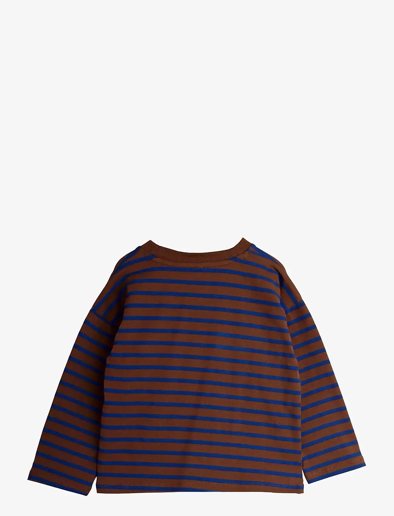 Mini Rodini - Stripe bird patch ls tee - brown - 1