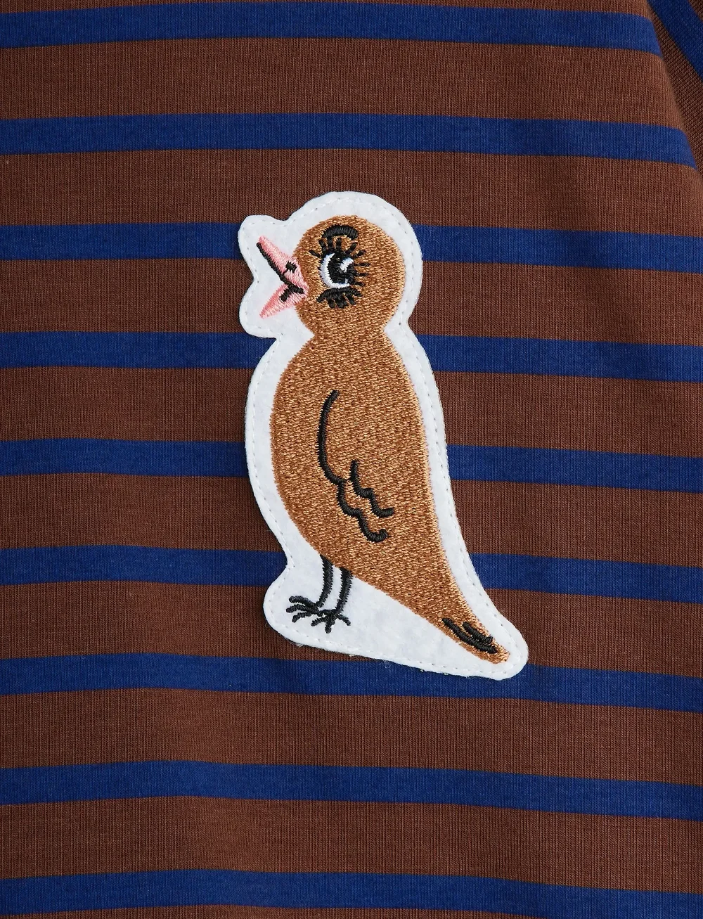Mini Rodini - Stripe bird patch ls tee - långärmade t-shirts - brown - 2