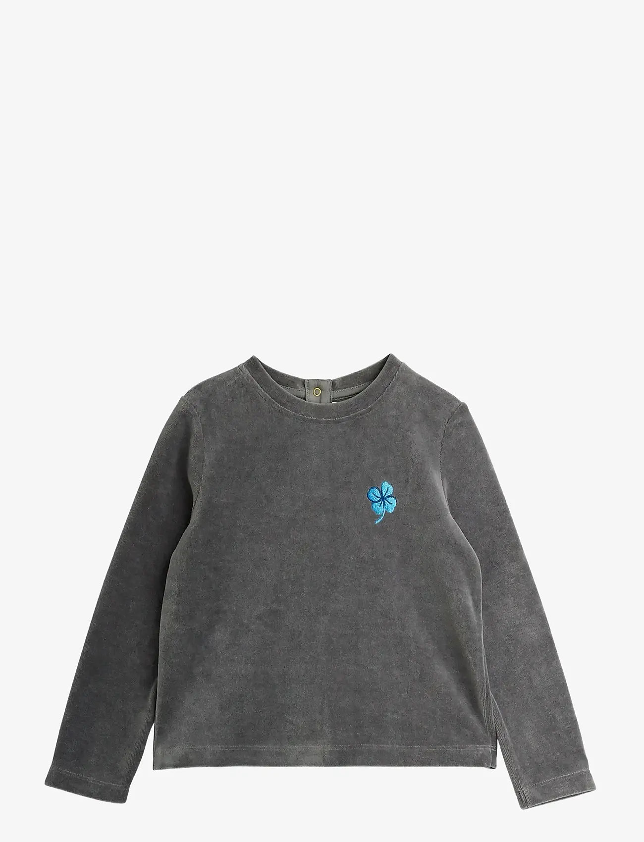 Mini Rodini - Clover emb velour top - long-sleeved t-shirts - grey - 0