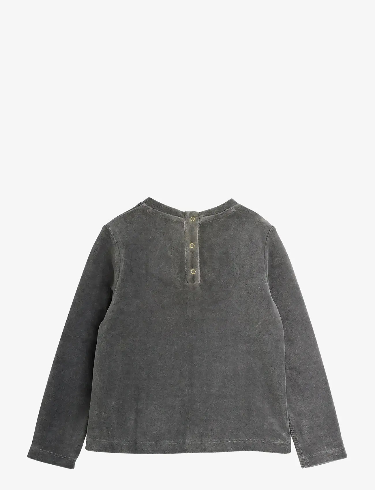 Mini Rodini - Clover emb velour top - long-sleeved t-shirts - grey - 1