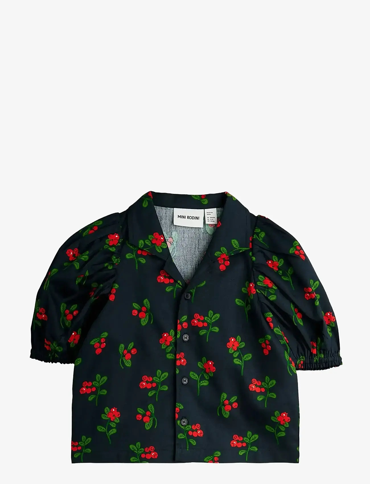 Mini Rodini - Lingonberries aop woven blouse - blusar & tunikor - black - 0
