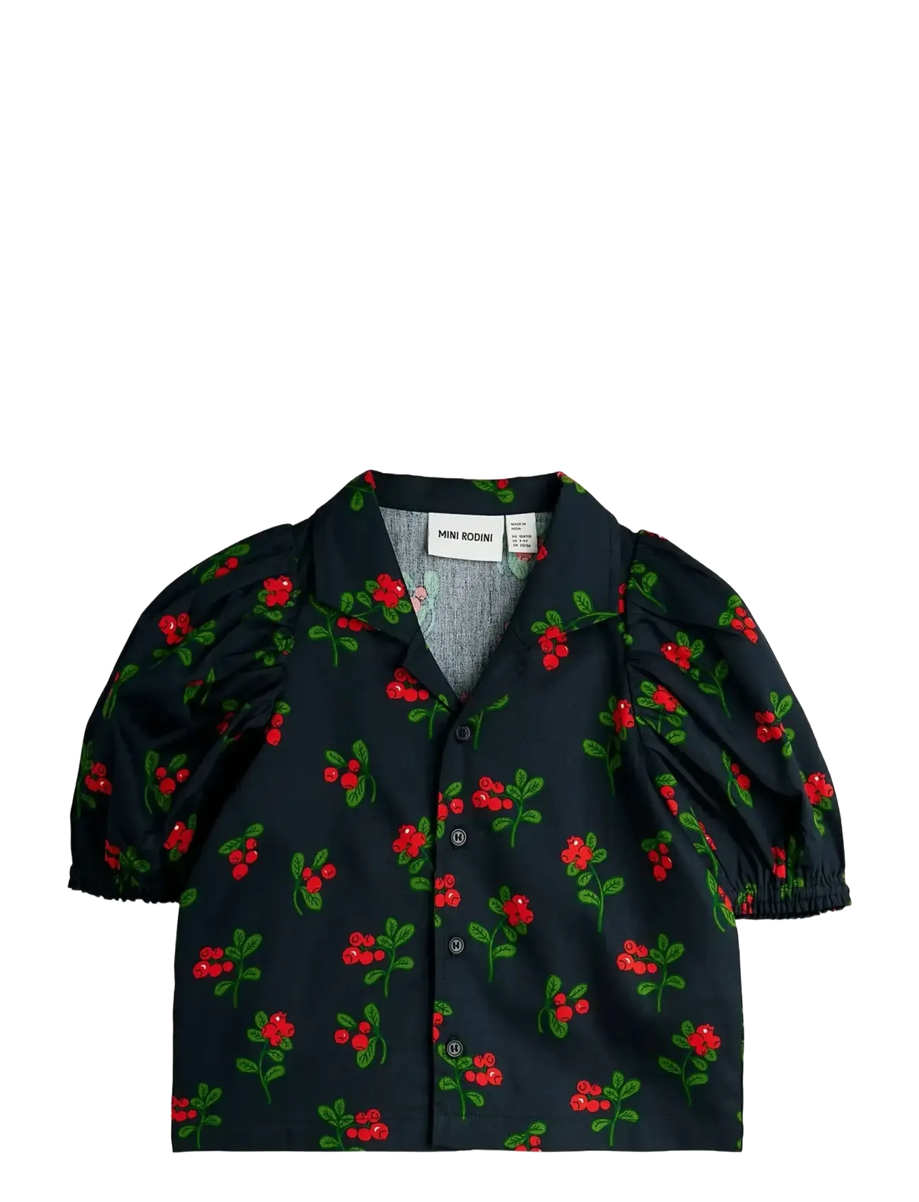 Lingonberries aop woven blouse - BLACK