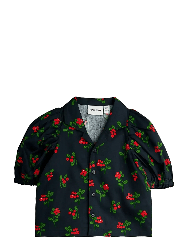 Mini Rodini - Lingonberries aop woven blouse - blusen & tuniken - black - 0