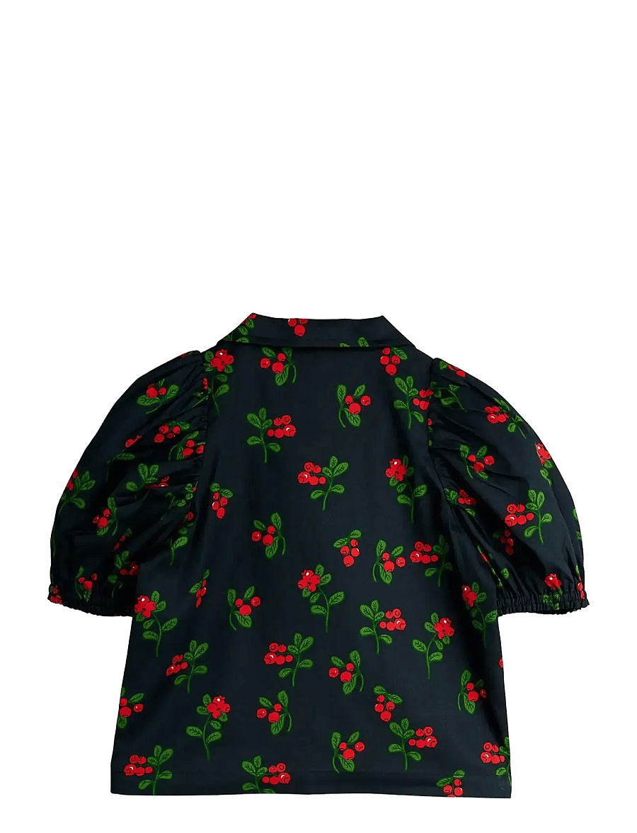 Mini Rodini - Lingonberries aop woven blouse - bluser & tunikaer - black - 1