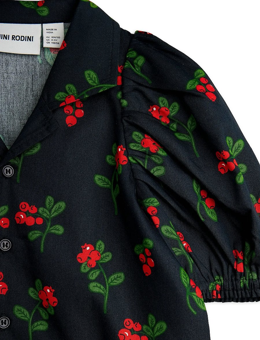 Mini Rodini - Lingonberries aop woven blouse - bluser & tunikaer - black - 2