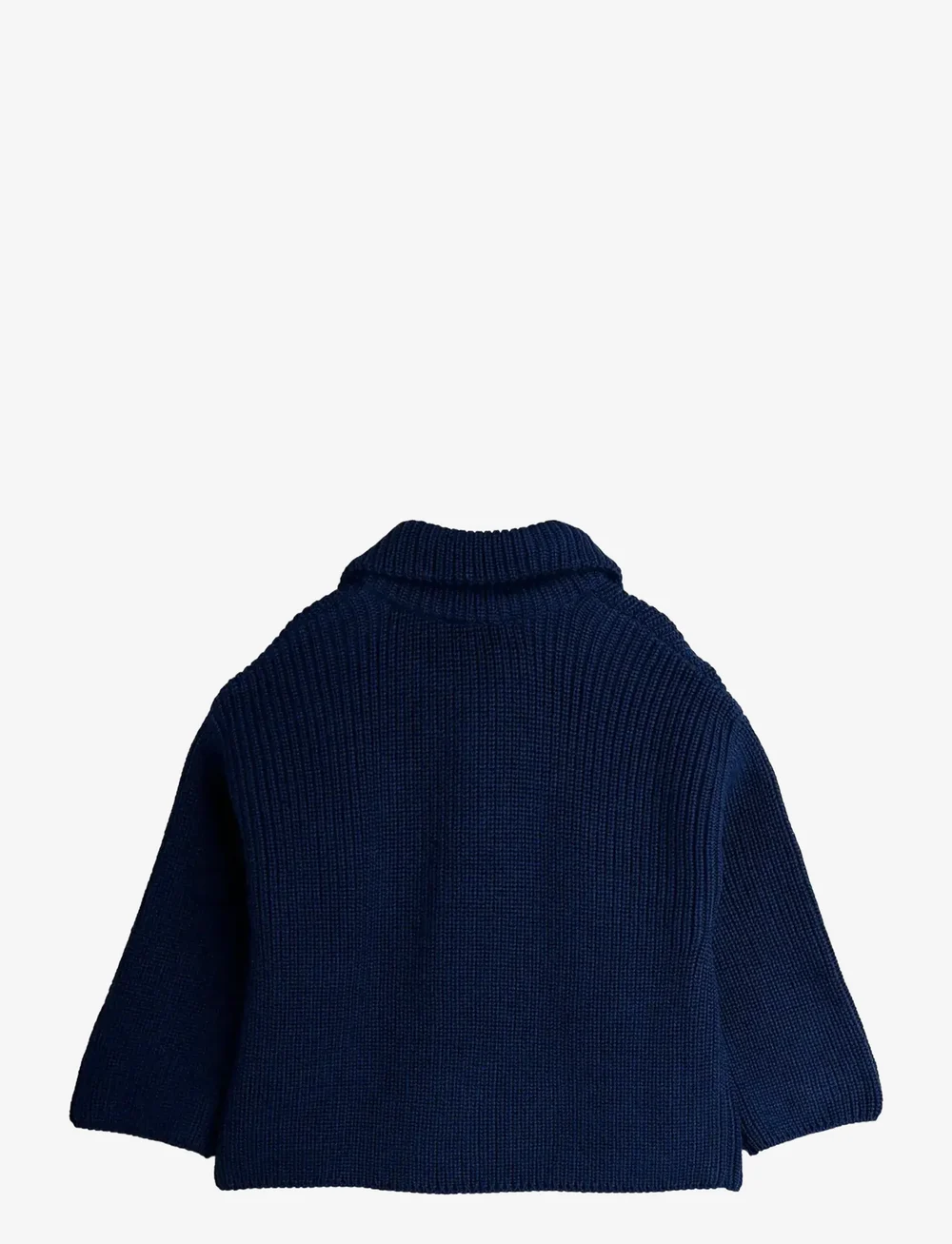 Mini Rodini - Panda patch chunky knit half zip sweater - stickade tröjor - blue - 1