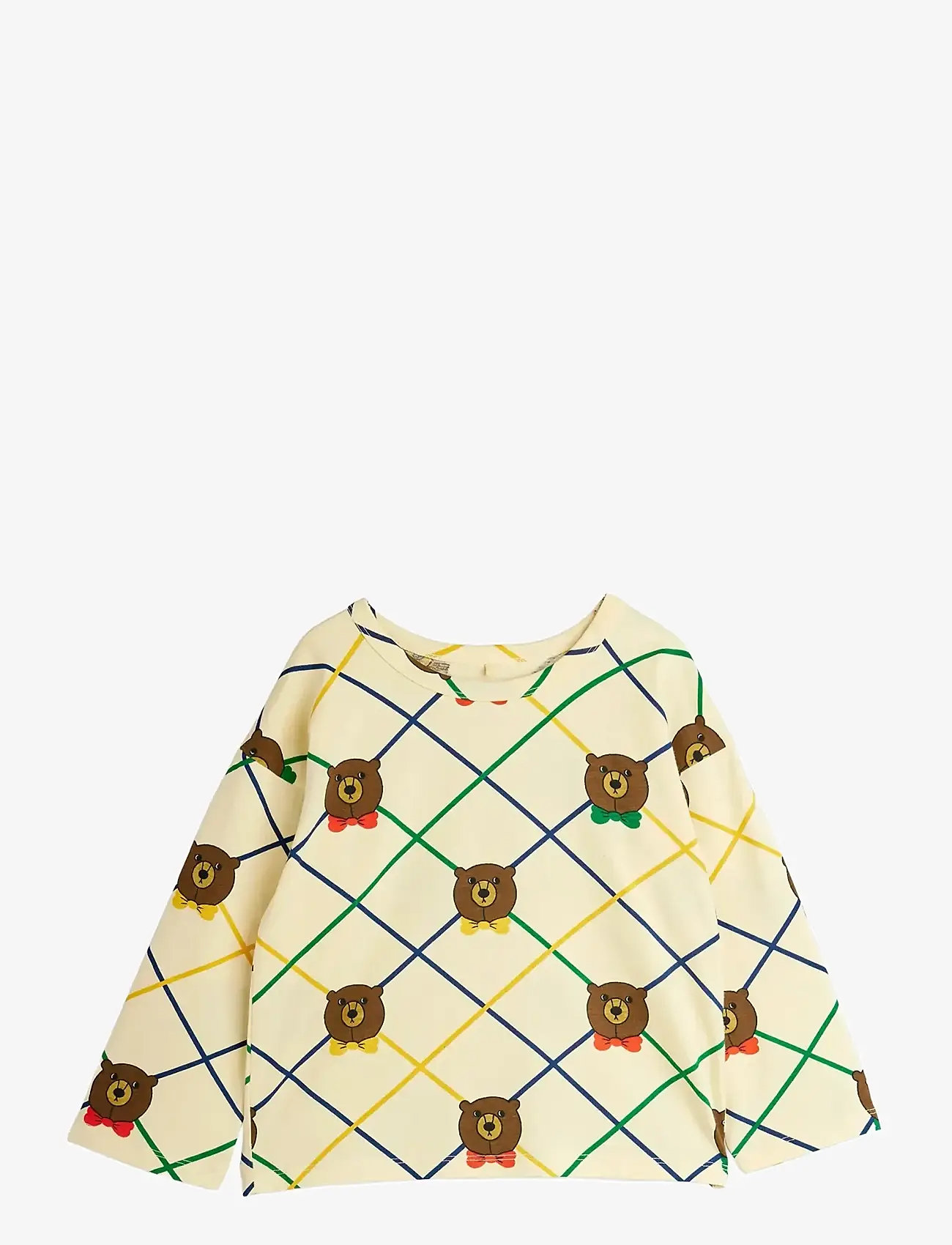 Mini Rodini - Bear check aop ls tee - herbstliche kleidung - offwhite - 0