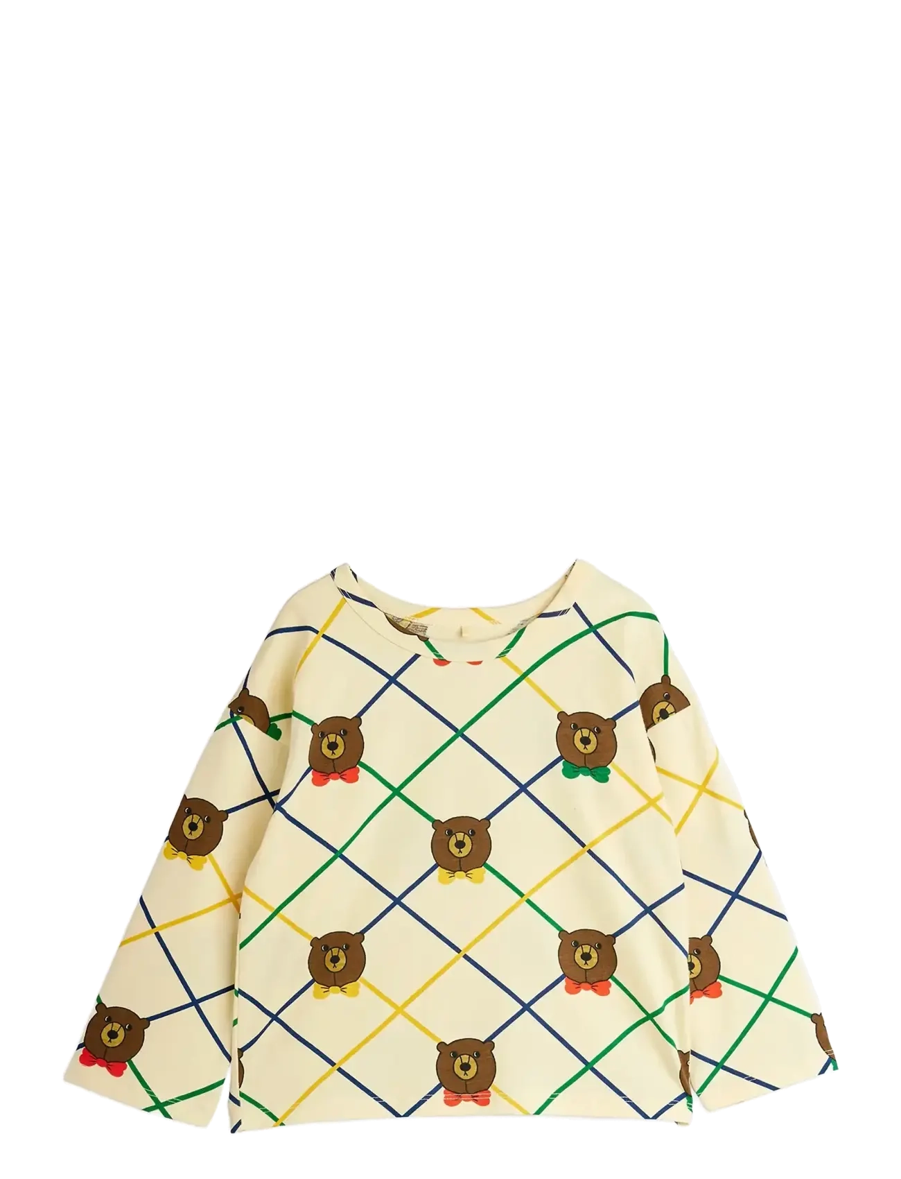 Mini Rodini Bear check aop ls tee - 4 for 3 - OFFWHITE / cream