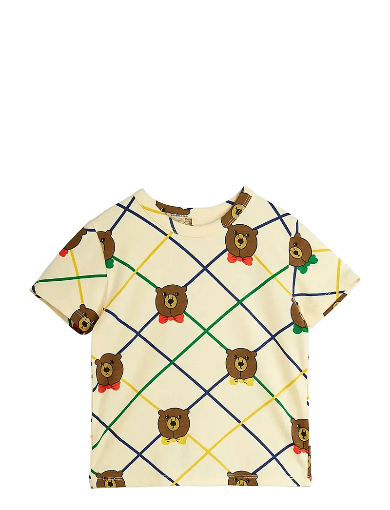 Mini Rodini - Bear check aop ss tee - kortærmede t-shirts - offwhite - 0