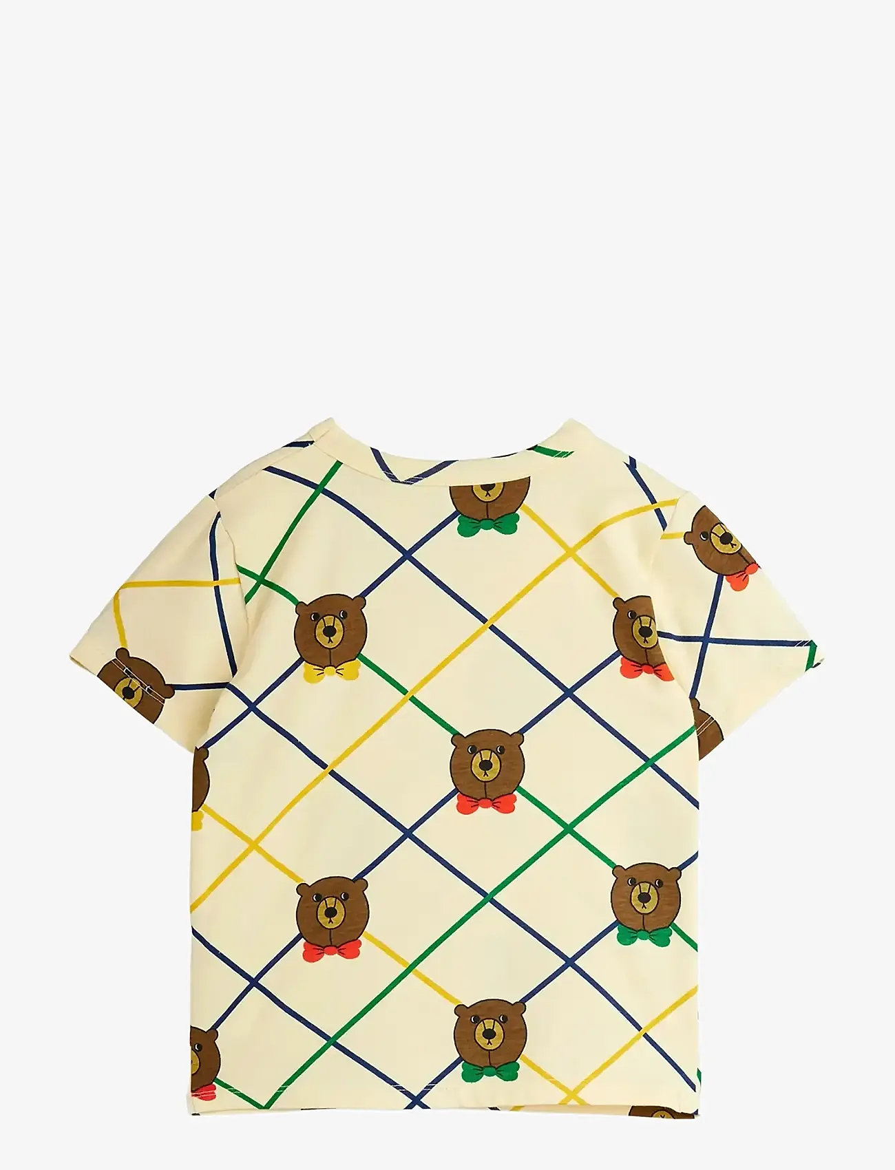 Mini Rodini - Bear check aop ss tee - herbstliche kleidung - offwhite - 1