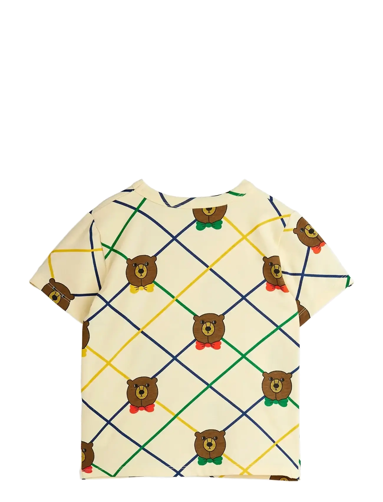 Mini Rodini - Bear check aop ss tee - offwhite - 1