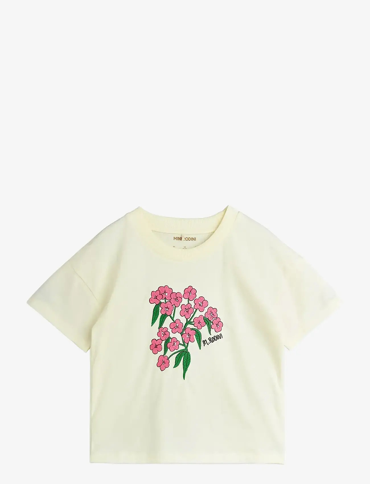 Mini Rodini - Alpine flowers emb ss tee - kurzärmelige - offwhite - 0