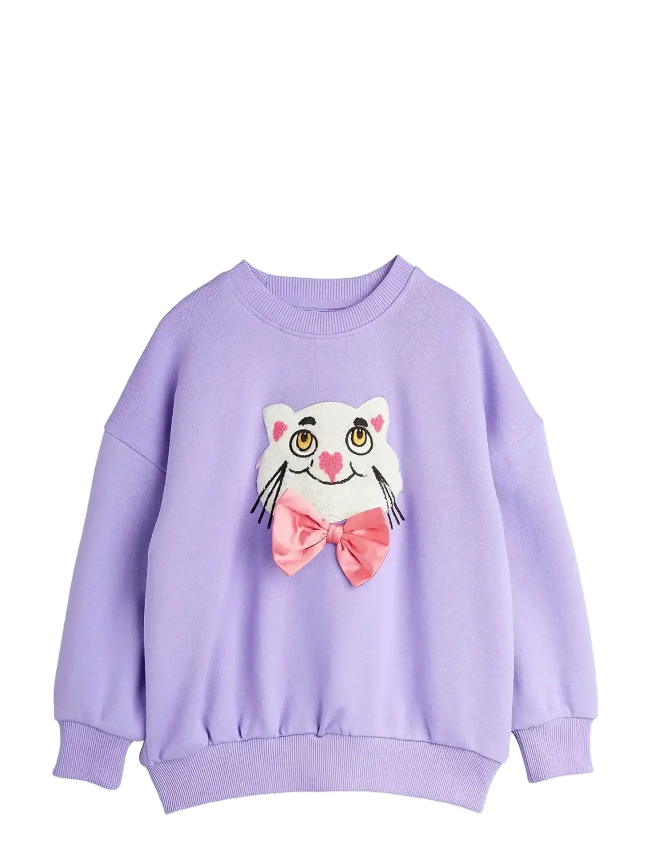 MINI RODINI Cat With Bowtie Chenille Sweatshirt Lila - 68/74 - Kinder