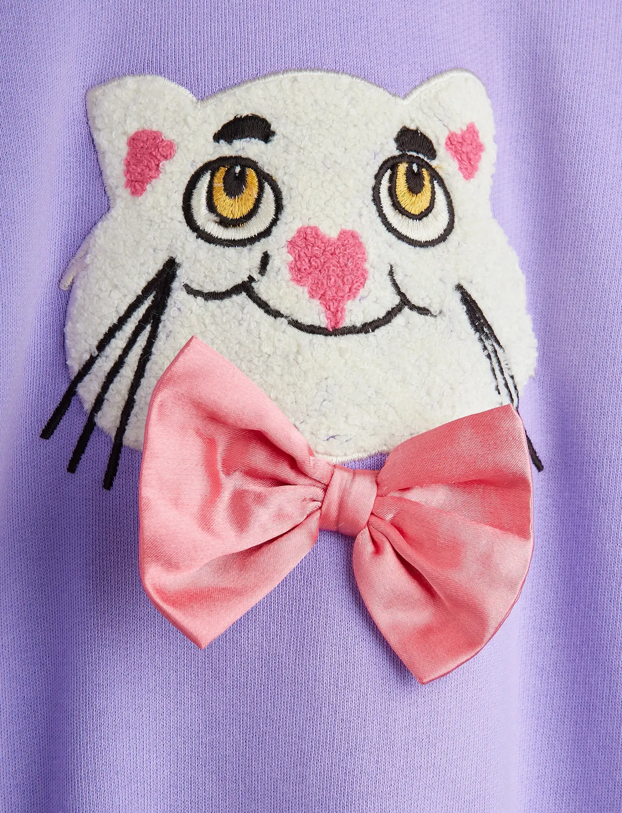 Mini Rodini - Cat with bowtie chenille sweatshirt - sweatshirts - purple - 2
