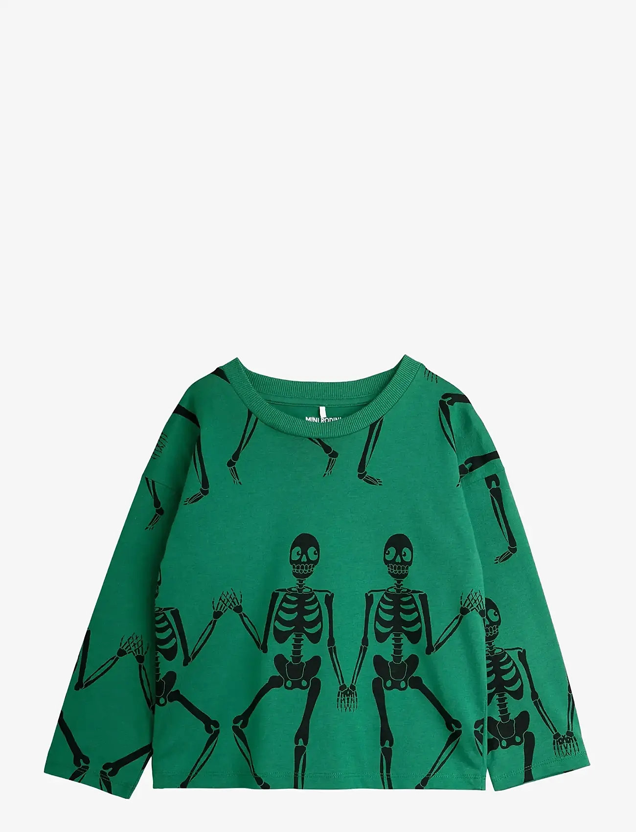 Mini Rodini - Skeleton aop ls tee - autumn clothing - green - 0