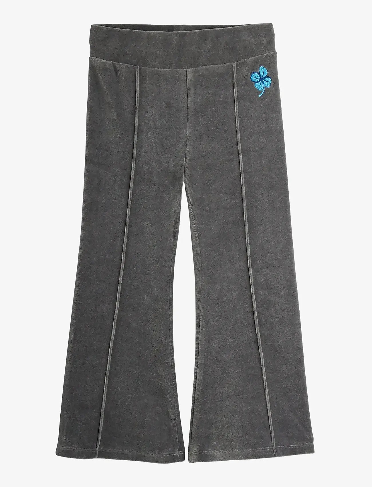 Mini Rodini - Clover emb velour flared trousers - grey - 0